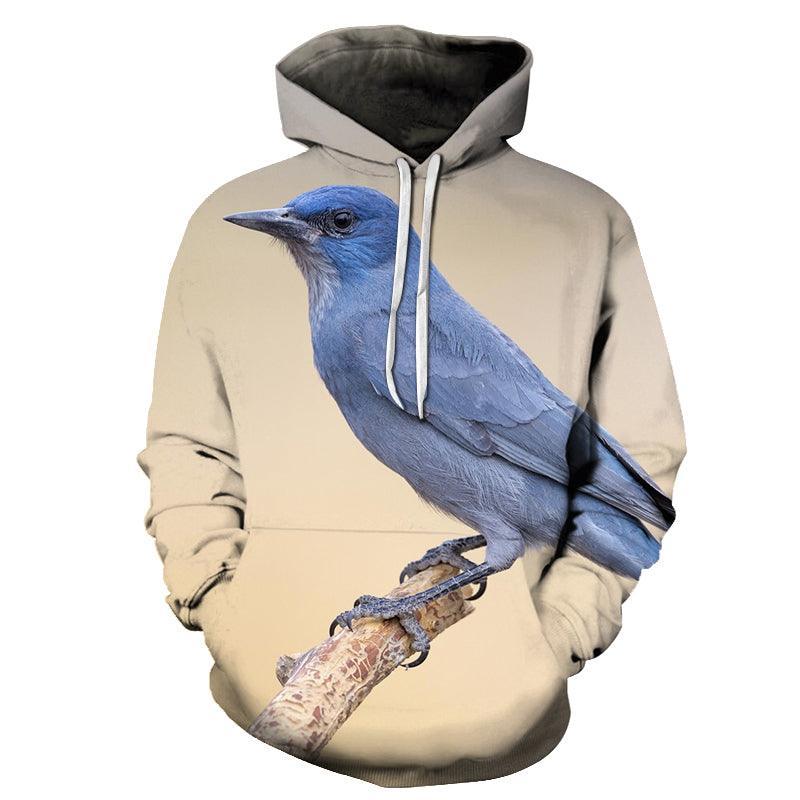 Blue Sparrow Bird Face 3D - Sweatshirt, Hoodie, Pullover-My 3D Hoodie
