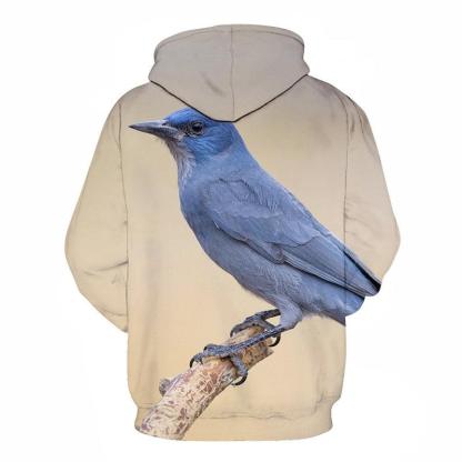 Blue Sparrow Bird Face 3D - Sweatshirt, Hoodie, Pullover-My 3D Hoodie