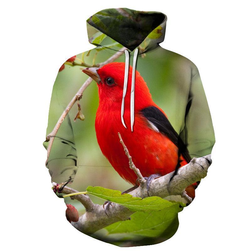 Red Sparrow Bird Face 3D - Sweatshirt, Hoodie, Pullover-My 3D Hoodie