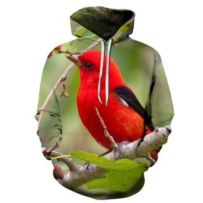Red Sparrow Bird Face 3D - Sweatshirt, Hoodie, Pullover-My 3D Hoodie