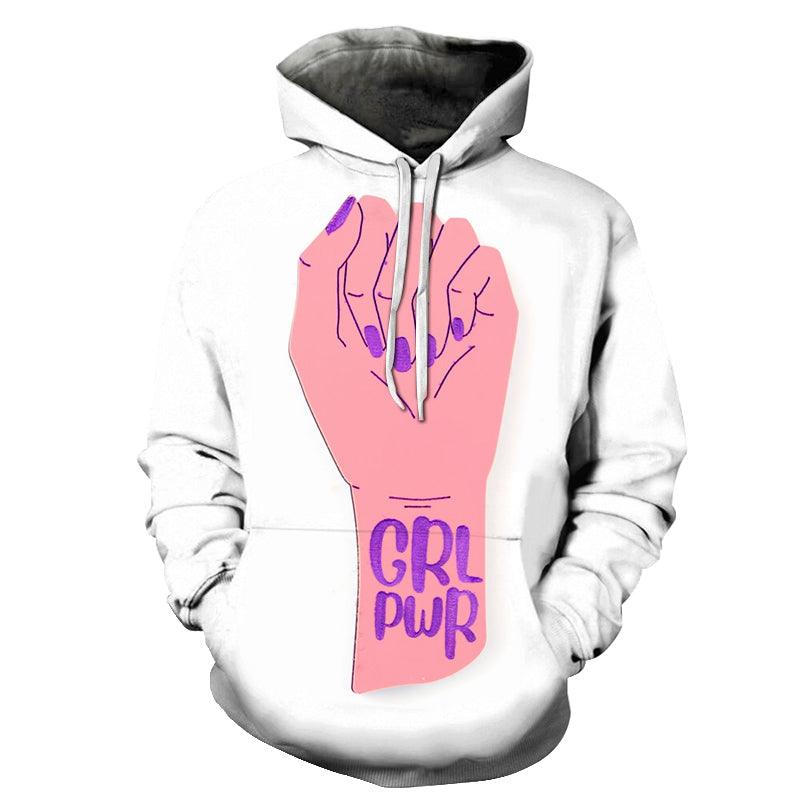 Hand Print Girl Power 3D - Sweatshirt, Hoodie, Pullover-My 3D Hoodie