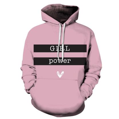Heart Print Girl Power 3D - Sweatshirt, Hoodie, Pullover-My 3D Hoodie