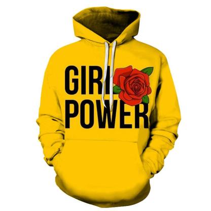 Red Rose Girl Power 3D - Sweatshirt, Hoodie, Pullover-My 3D Hoodie