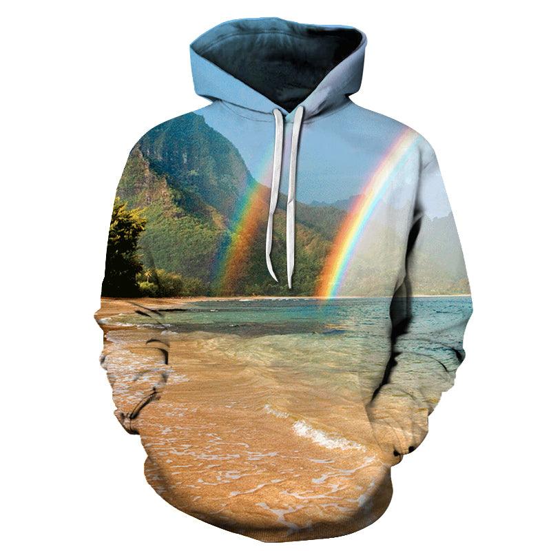 Rainbow At Hawaii Beach 3D - Sweatshirt, Hoodie, Pullover-My 3D Hoodie
