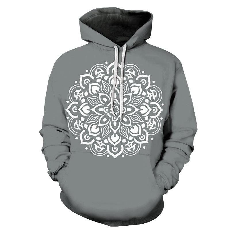 Grey Mandala Print 3D - Sweatshirt, Hoodie, Pullover-My 3D Hoodie