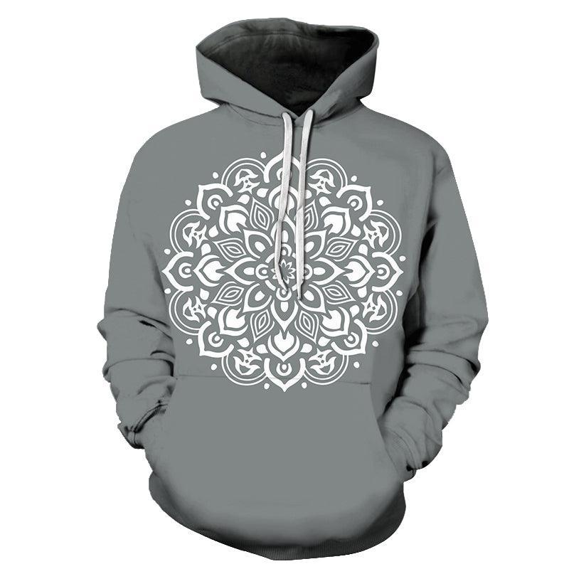 Grey Mandala Print 3D - Sweatshirt, Hoodie, Pullover-My 3D Hoodie