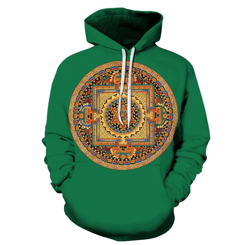 Dark Green Mandala Print 3D - Sweatshirt, Hoodie, Pullover-My 3D Hoodie