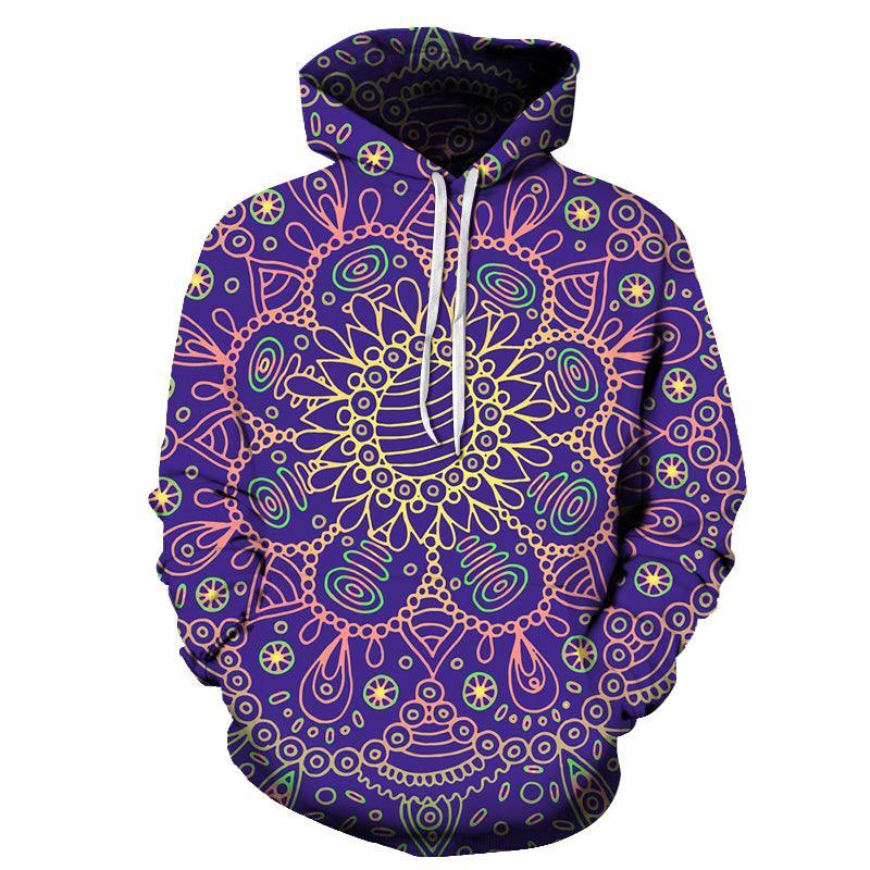 Purple Mandala Print 3D - Sweatshirt, Hoodie, Pullover-My 3D Hoodie