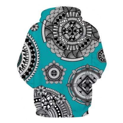 Cyan-Black Mandala Print 3D - Sweatshirt, Hoodie, Pullover-My 3D Hoodie
