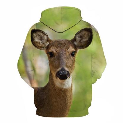 Calm Deer Face 3D - Sweatshirt, Hoodie, Pullover-My 3D Hoodie