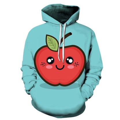 Cartoon Apple 3D - Sweatshirt, Hoodie, Pullover-My 3D Hoodie