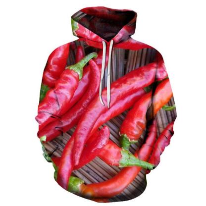 Red Chilli All Over 3D Hoodie Sweatshirt Pullover-My 3D Hoodie