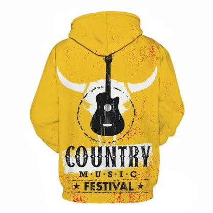 Bull Country Music Yellow 3D - Sweatshirt, Hoodie, Pullover-My 3D Hoodie