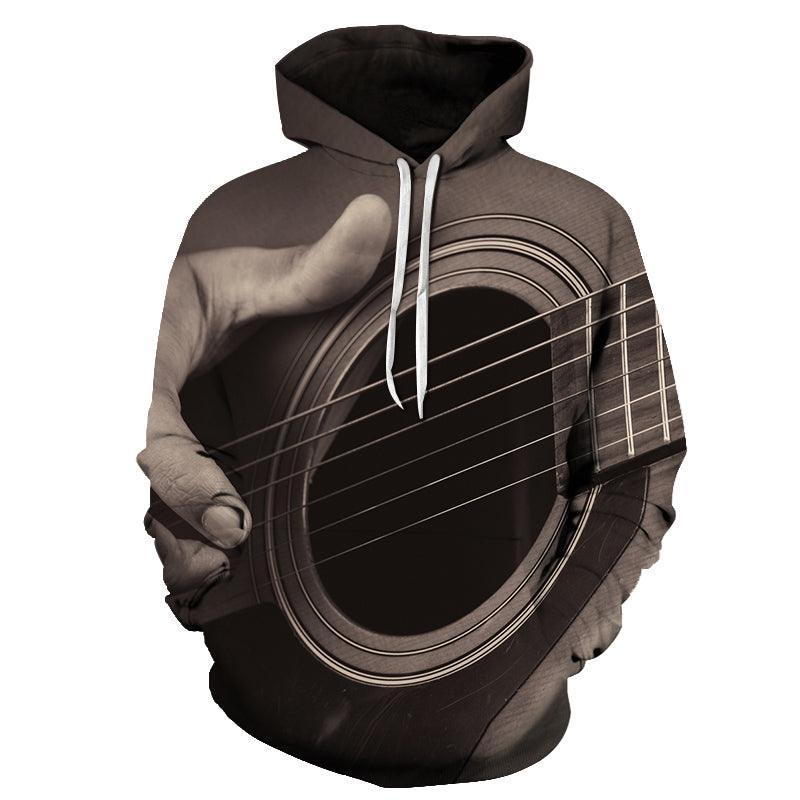 Grey Guitar 3D - Sweatshirt, Hoodie, Pullover-My 3D Hoodie