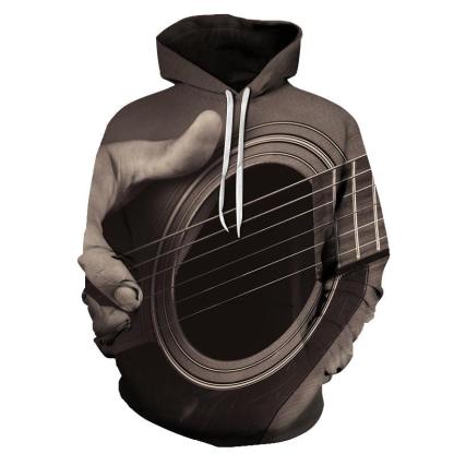Grey Guitar 3D - Sweatshirt, Hoodie, Pullover-My 3D Hoodie