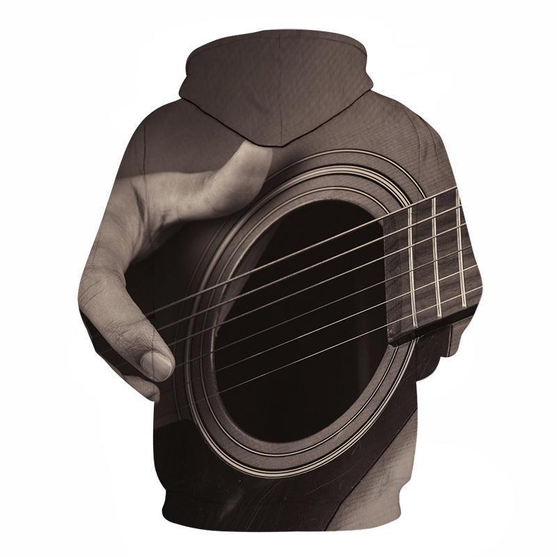 Grey Guitar 3D - Sweatshirt, Hoodie, Pullover-My 3D Hoodie