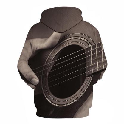Grey Guitar 3D - Sweatshirt, Hoodie, Pullover-My 3D Hoodie