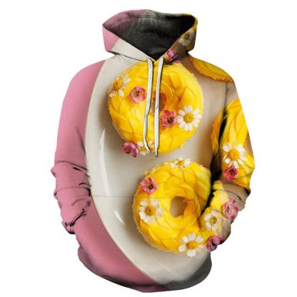 Yellow Donuts Dessert 3D Hoodie Sweatshirt Pullover-My 3D Hoodie