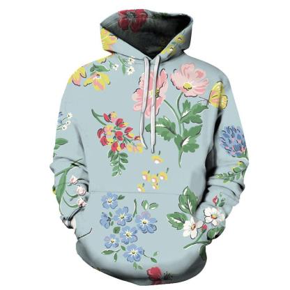 Floral Cyan 3D Sweatshirt Hoodie Pullover-My 3D Hoodie
