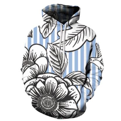 Stripes & Floral 3D Sweatshirt Hoodie Pullover-My 3D Hoodie