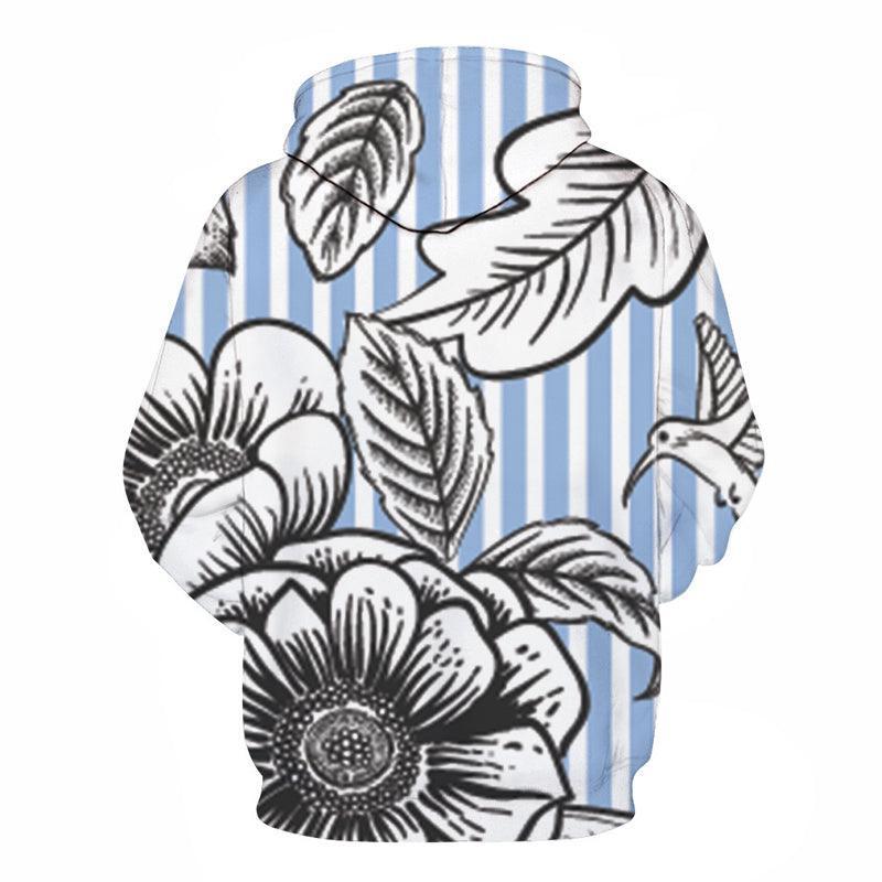 Stripes & Floral 3D Sweatshirt Hoodie Pullover-My 3D Hoodie
