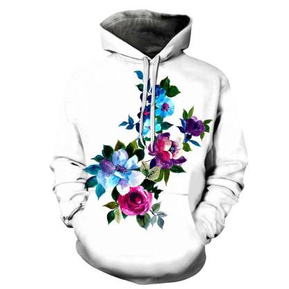 Floral White 3D Sweatshirt Hoodie Pullover-My 3D Hoodie