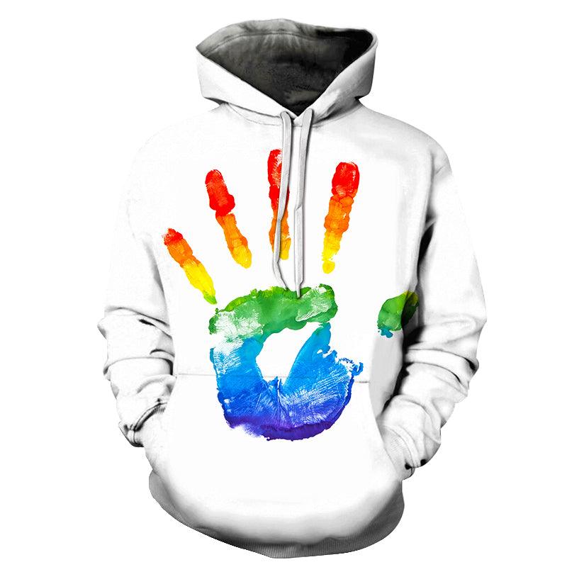 Hand Print Pride Colors 3D - Sweatshirt, Hoodie, Pullover-My 3D Hoodie