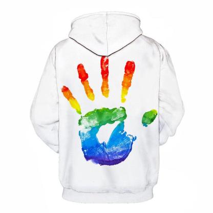 Hand Print Pride Colors 3D - Sweatshirt, Hoodie, Pullover-My 3D Hoodie
