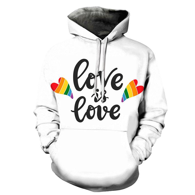 Love Is Love Pride White 3D - Sweatshirt, Hoodie, Pullover-My 3D Hoodie