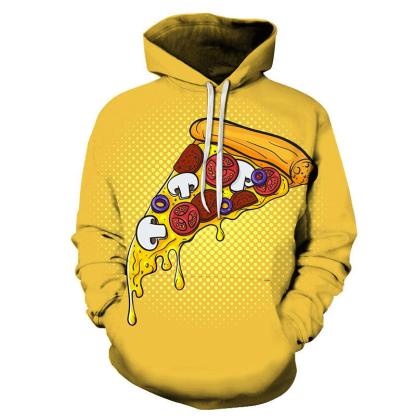Yellow Pizza 3D Hoodie Sweatshirt Pullover-My 3D Hoodie