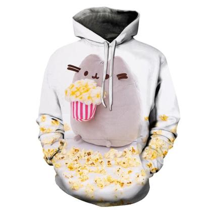 Grey Color Popcorn 3D Hoodie Sweatshirt Pullover-My 3D Hoodie