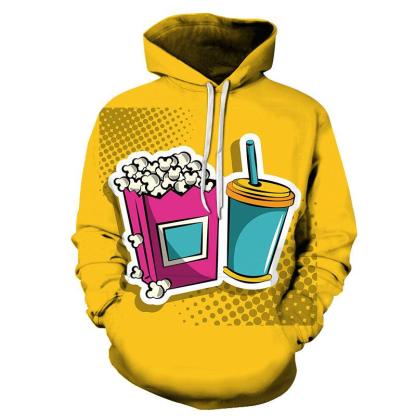 Drink & Popcorn 3D Hoodie Sweatshirt Pullover-My 3D Hoodie