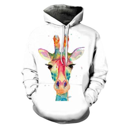 Colorful Giraffe Face 3D - Sweatshirt, Hoodie, Pullover-My 3D Hoodie