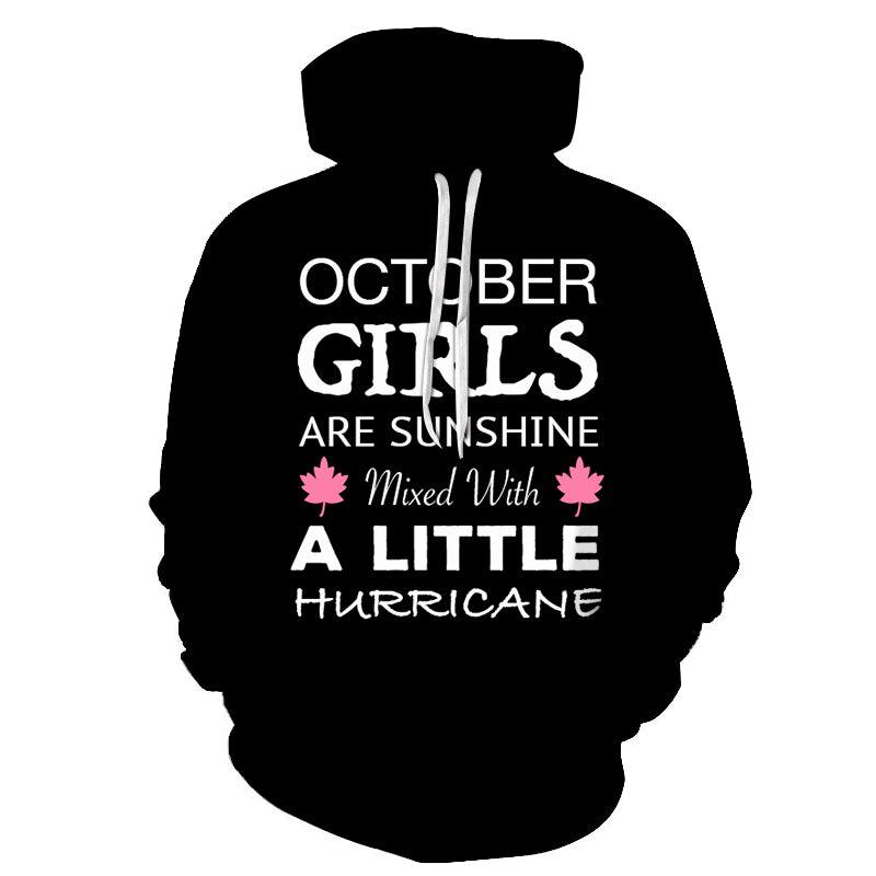Black October Girl 3D - Sweatshirt, Hoodie, Pullover-My 3D Hoodie