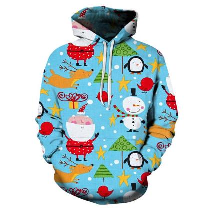 Santa & Snowman Christmas Hoodie - Sweatshirt, Hoodie, Pullover-My 3D Hoodie