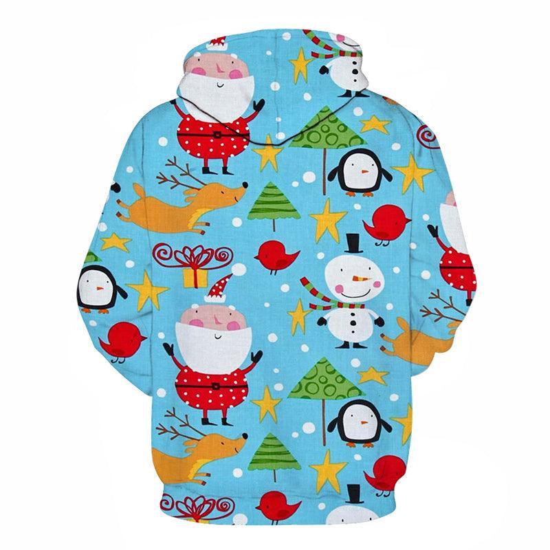 Santa & Snowman Christmas Hoodie - Sweatshirt, Hoodie, Pullover-My 3D Hoodie