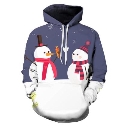 Snowman in Love Christmas Hoodie - Sweatshirt, Hoodie, Pullover-My 3D Hoodie