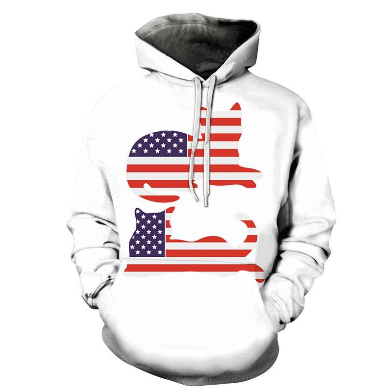 Two Cats American Flag 3D - Sweatshirt, Hoodie, Pullover-My 3D Hoodie