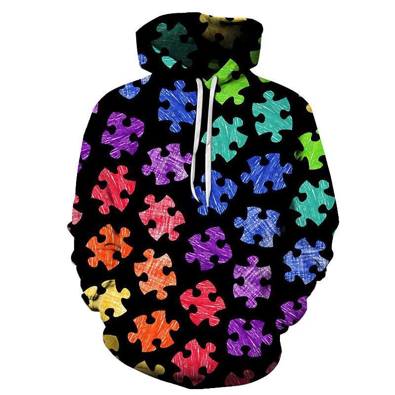 Autism Puzzle Design 3D - Sweatshirt, Hoodie, Pullover -Support Autism Awareness Movement-My 3D Hoodie