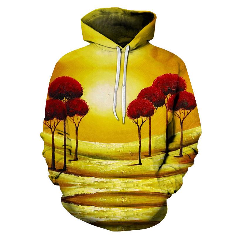 The Red Trees Oil Painting 3D - Sweatshirt, Hoodie, Pullover-My 3D Hoodie