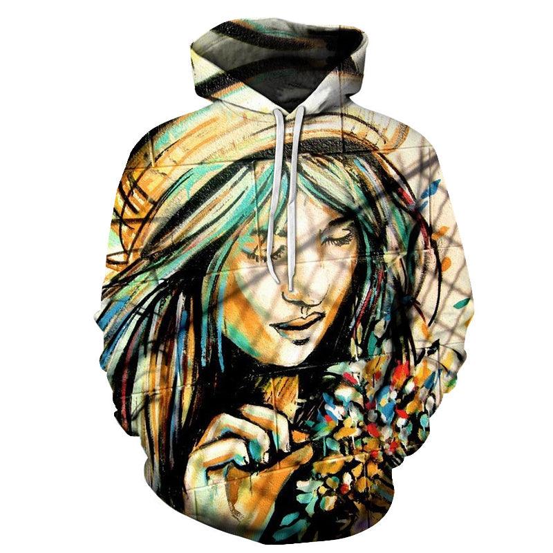 Artsy Girl Oil Painting 3D - Sweatshirt, Hoodie, Pullover-My 3D Hoodie