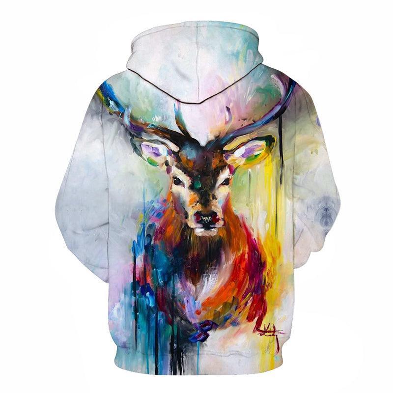 Vibrant Deer Oil Painting 3D - Sweatshirt, Hoodie, Pullover-My 3D Hoodie