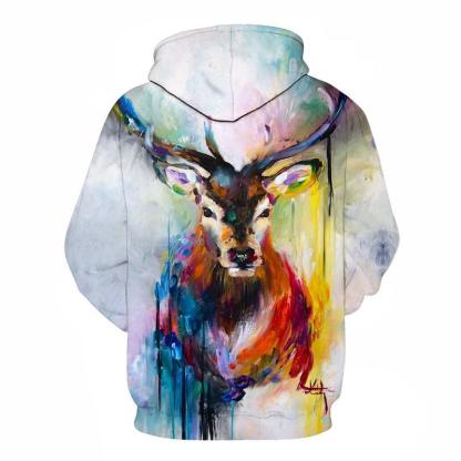 Vibrant Deer Oil Painting 3D - Sweatshirt, Hoodie, Pullover-My 3D Hoodie