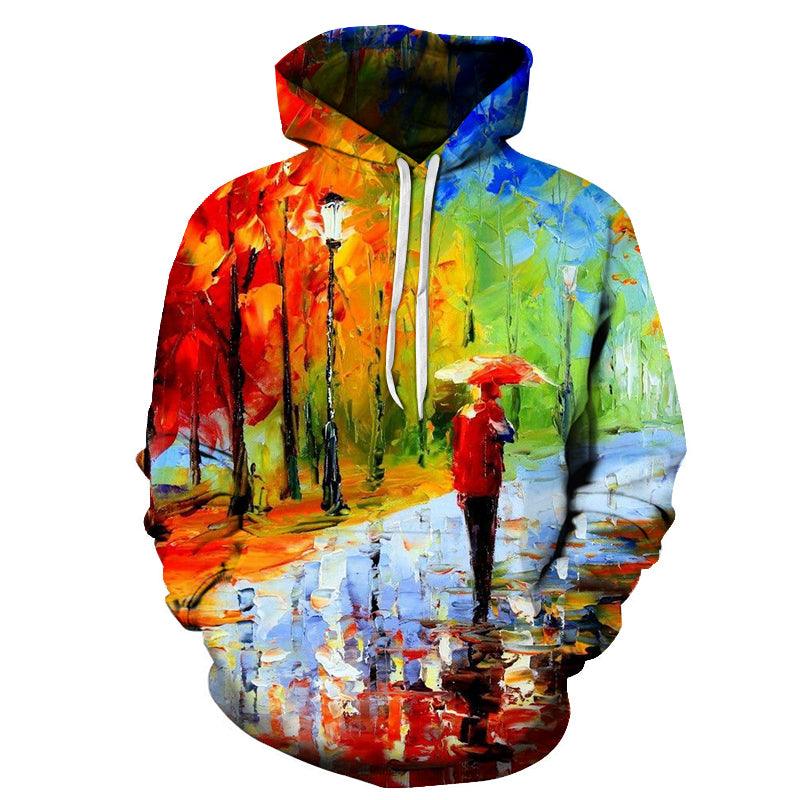 Man in Rain Oil Painting 3D - Sweatshirt, Hoodie, Pullover-My 3D Hoodie