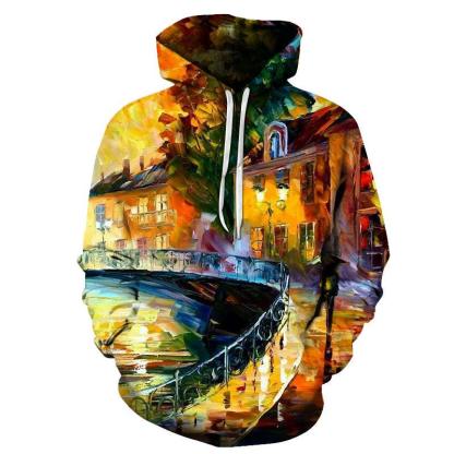 The Bridge Oil Painting 3D - Sweatshirt, Hoodie, Pullover-My 3D Hoodie