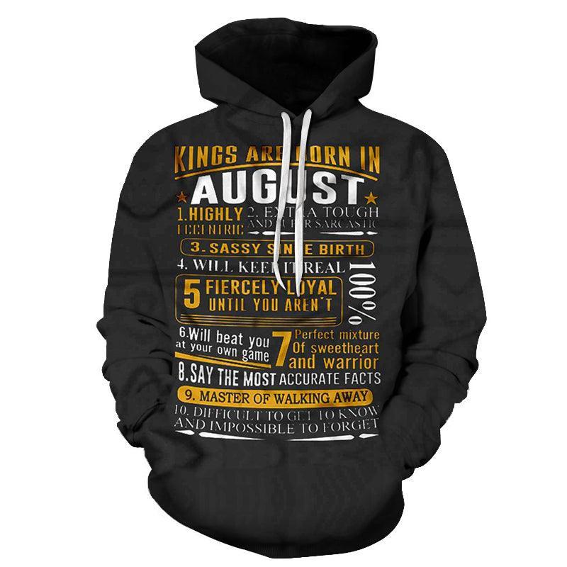 Kings are born in August 3D - Sweatshirt, Hoodie, Pullover-My 3D Hoodie
