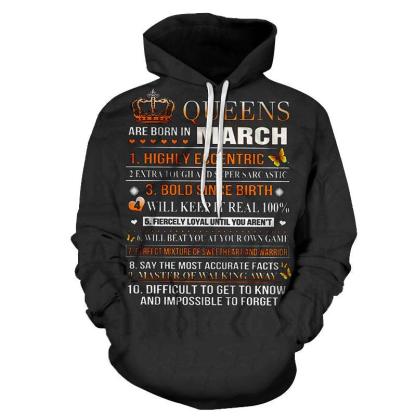 Girls Born in March Personality 3D - Sweatshirt, Hoodie, Pullover-My 3D Hoodie