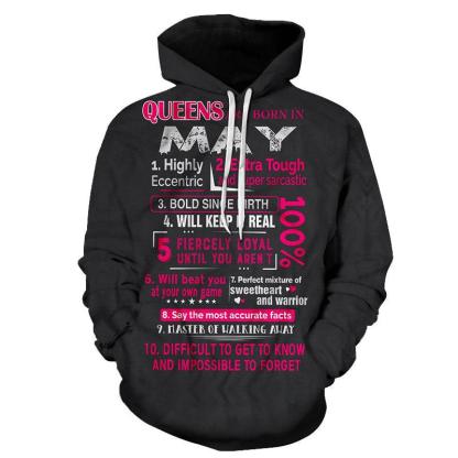 Girls Born in May Personality 3D - Sweatshirt, Hoodie, Pullover-My 3D Hoodie