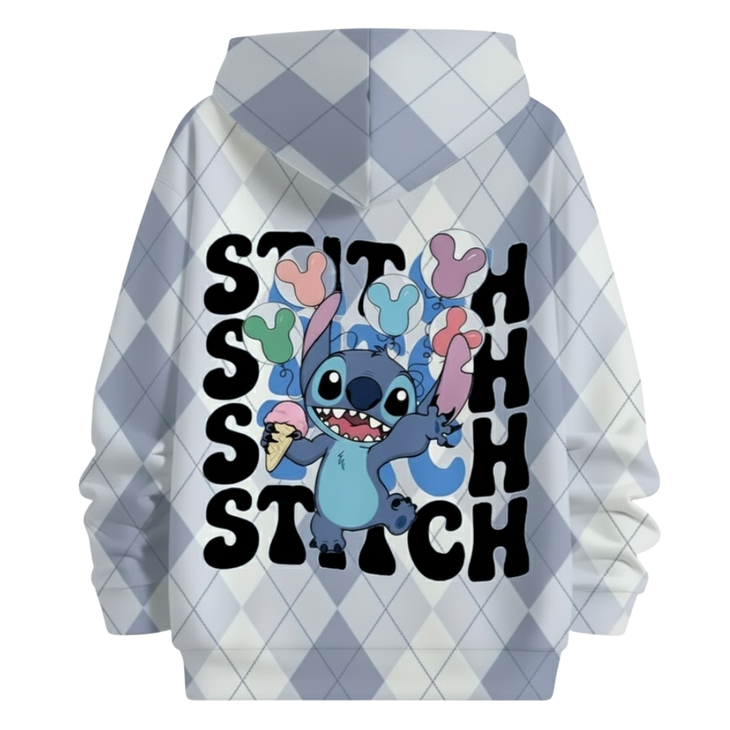 Aloha Stitch Diamond Pattern Boys And Girls Pocket Hoodie Sweatshirt