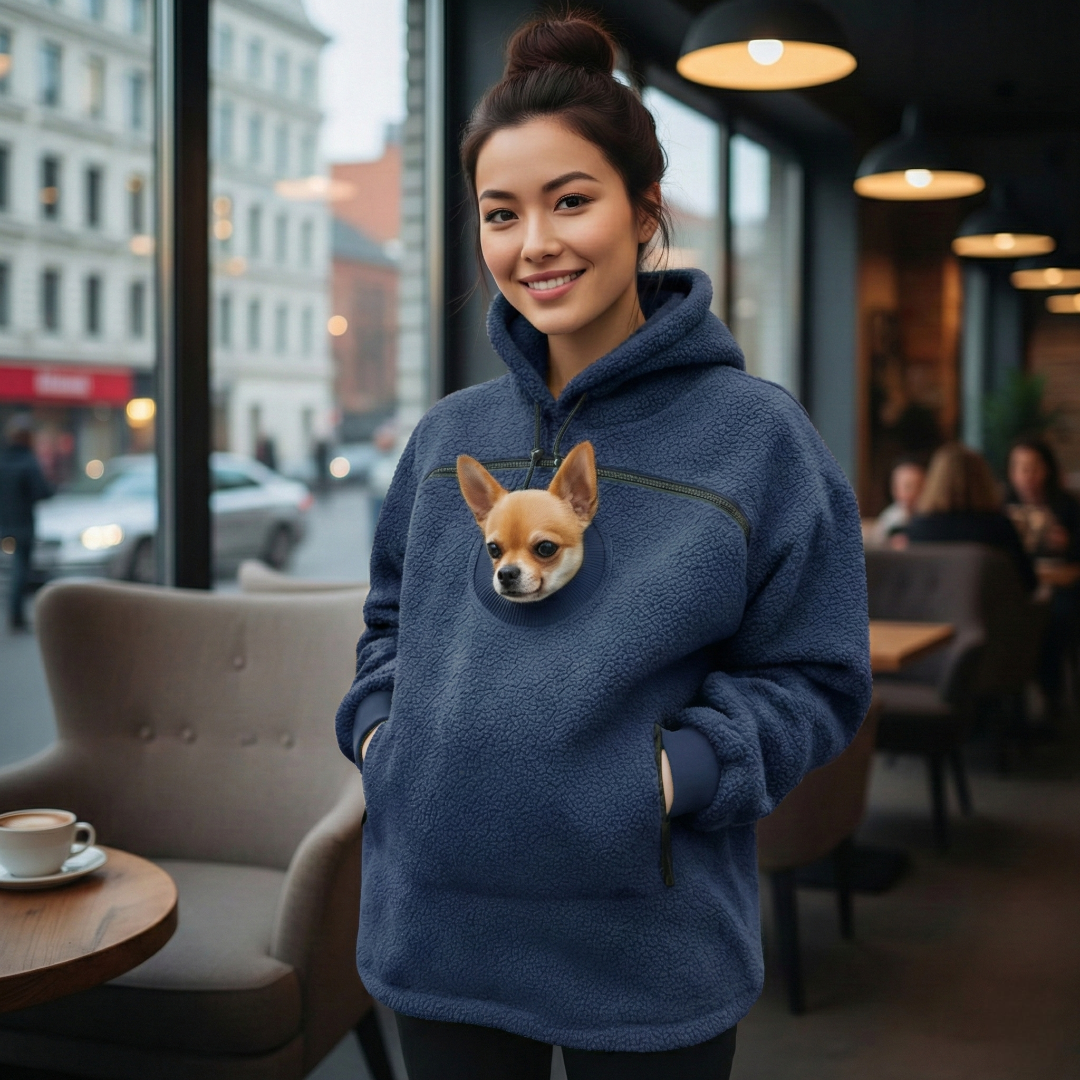 Emerald Bouclé Pet Hoodie Carrier With Pocket